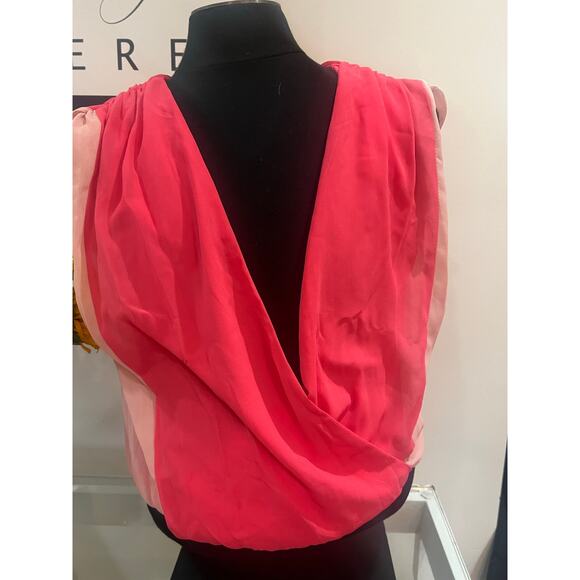 Strut & Bolt Tops - Sleeveless Multi-Pink Sheer Bodysuit